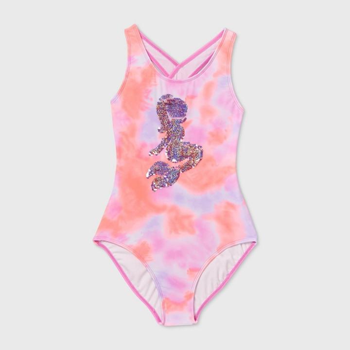 More Than Magic Girls' Tie-dye Flip Sequin Unicorn One Piece Swimsuit - More Than
