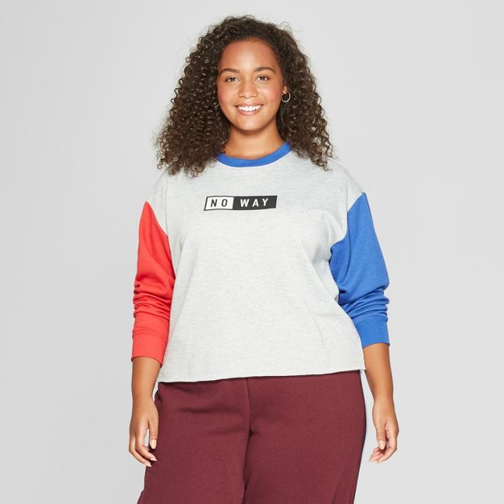 Women's Plus Size No Way Graphic Sweatshirt - Mighty Fine (juniors') Heather Gray