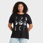 The Nightmare Before Christmas Women's Nightmare Before Christmas Plus Size Halloween Jack Moon Phases Short Sleeve Graphic T-shirt - Black
