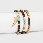 Distributed By Target Women's Three Pack Bracelet Set With Charms - Brown, Basic Brown