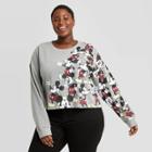 Women's Disney Mickey Tossed Plus Size Long Sleeve Graphic T-shirt - Gray