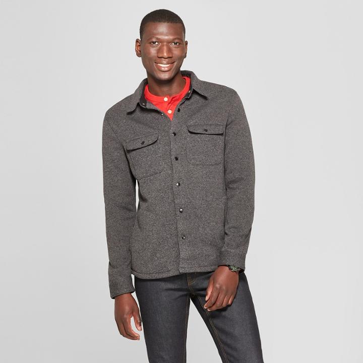 Men's Standard Fit Long Sleeve Sweater Shirt Jacket - Goodfellow & Co Charcoal (grey)