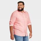 Men's Tall Standard Fit Double Weave Long Sleeve Button-down Shirt - Goodfellow & Co Pink