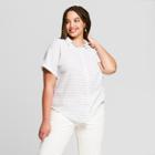 Women's Plus Size Short Sleeve Striped Button-down Shirt - Universal Thread Blue X