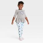 Toddler Girls' Star Of David Hanukkah Long Sleeve Cozy Top And Dot Leggings Set - Cat & Jack Gray