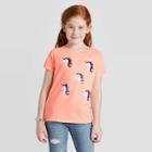 Petitegirls' Short Sleeve Flip Sequin T-shirt - Cat & Jack Coral Xs, Girl's, Pink