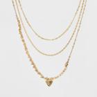 Mixed Chains And Beading With Triangle Stone Layered Necklace - Universal Thread Gold