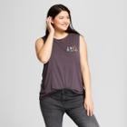 Netflix Women's Stranger Things Plus Size Embroidered Graphic Tank Top (juniors') Charcoal