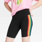 No Brand Pride Adult Biker Shorts - Black Rainbow