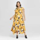 Women's Plus Size Floral Print Cap Sleeve Asymmetric Hem Midi Dress - Who What Wear Yellow X