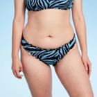 Women's Ruffle Cheeky Bikini Bottom - Shade & Shore Teal Animal Print Xs, Blue Animal Print