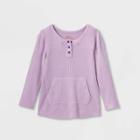 Toddler Girls' Adaptive Long Sleeve Waffle Top - Cat & Jack Dusty Violet 2t, Dusty Purple