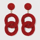 Beaded Interlink Hoop Drop Earrings - A New Day Red
