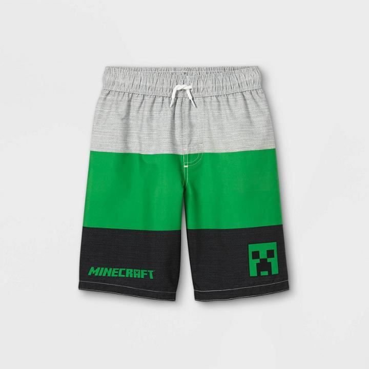 Boys' Minecraft Swim Trunks - Heathered Gray