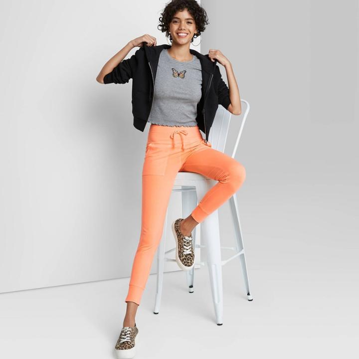 Women's High-waisted Pocket Leggings - Wild Fable Orange