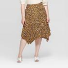 Women's Plus Size Leopard Print Mid-rise A Line Midi Skirt - Who What Wear Yellow