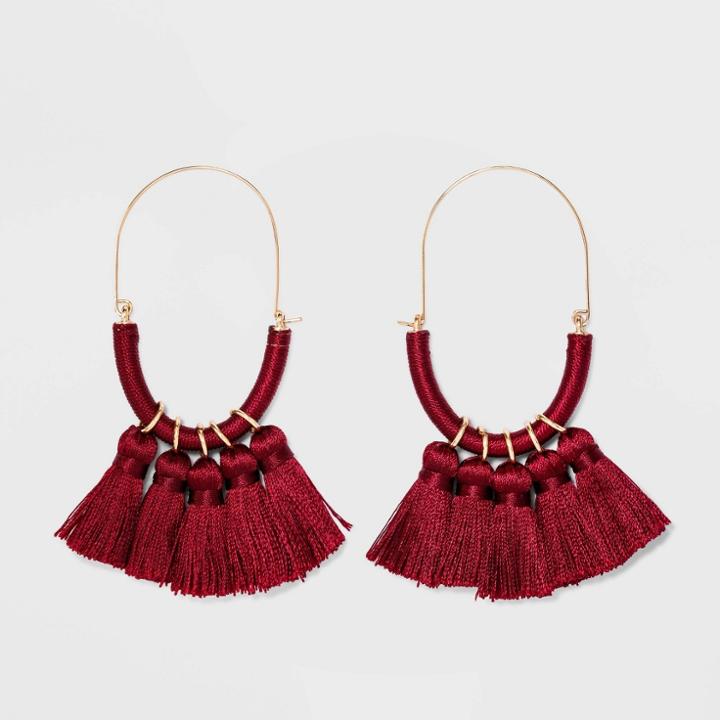 Sugarfix By Baublebar Multi-tassel Threader Earrings - Burgundy, Red