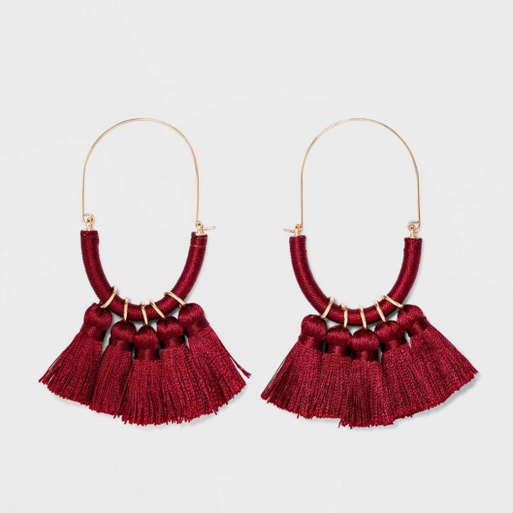 Sugarfix By Baublebar Multi-tassel Threader Earrings - Burgundy, Red