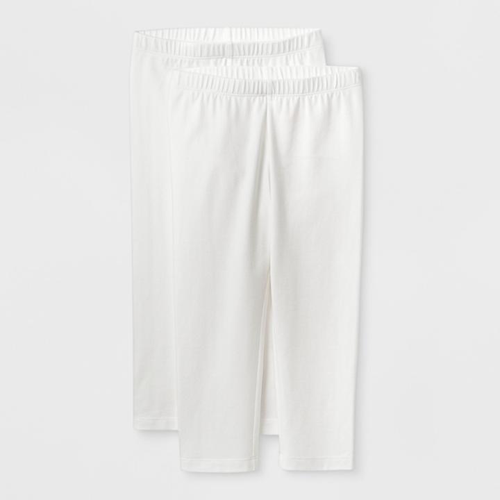 Girls' Solid 2pk Capri Leggings - Cat & Jack White