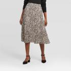 Women's Leopard Print High-rise Pleated A Line Midi Skirt A New Day - Black/white