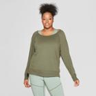 Target Women's Plus Size Cozy Crew Neck Sweatshirt - Joylab Deep Olive Green
