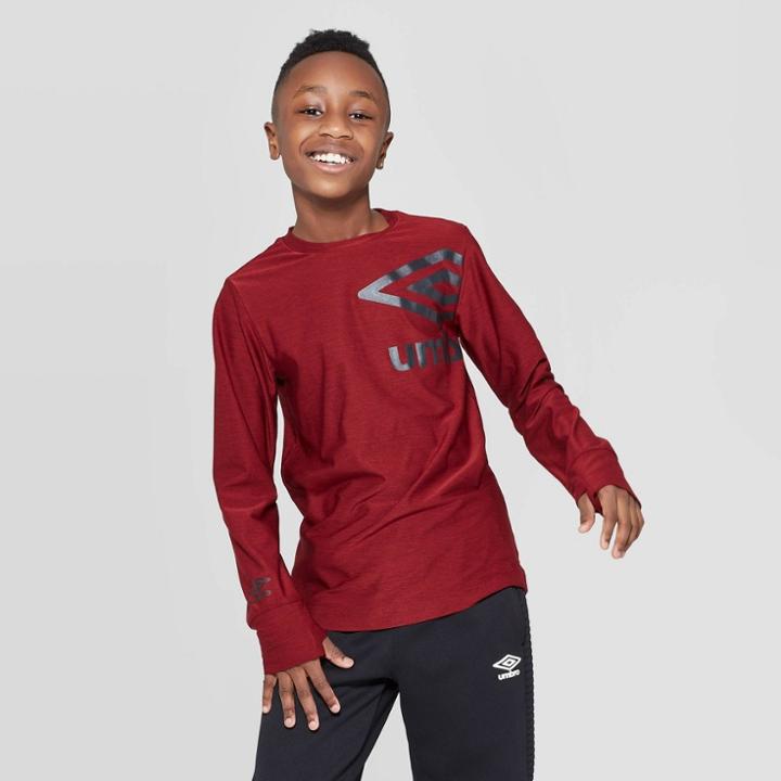 Umbro Boys' Long Sleeve T-shirt - Maroon