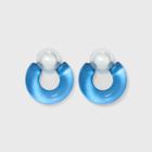 Pearl Post Hoop Earrings - A New Day Blue