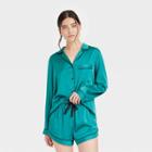 Women's Satin Pajama Set With Eyemask - Stars Above Jade