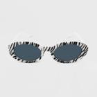 Zebra Printed Plastic Oval Sunglasses- Wild Fable White