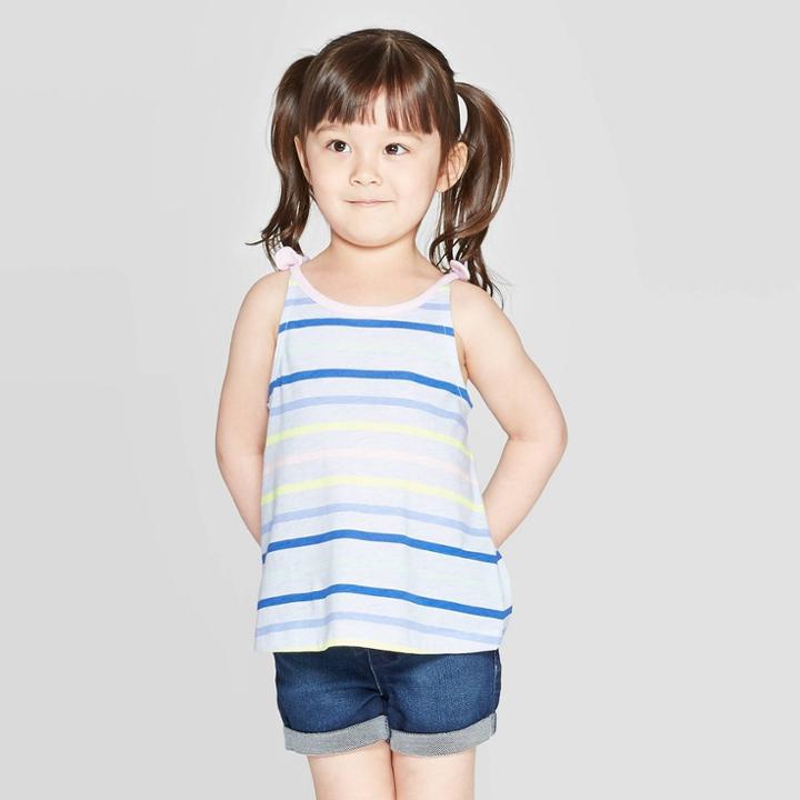 Toddler Girls' Striped Tank Top - Cat & Jack Blue