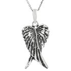Journee Collection Sterling Silver Oxidized Angel Wings Necklace -