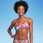 Juniors' Halter Bralette Bikini Top - Xhilaration Tropical Print D/dd Cup
