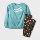 Girls' Pullover And Flared Pants Pajama Set - Art Class Green