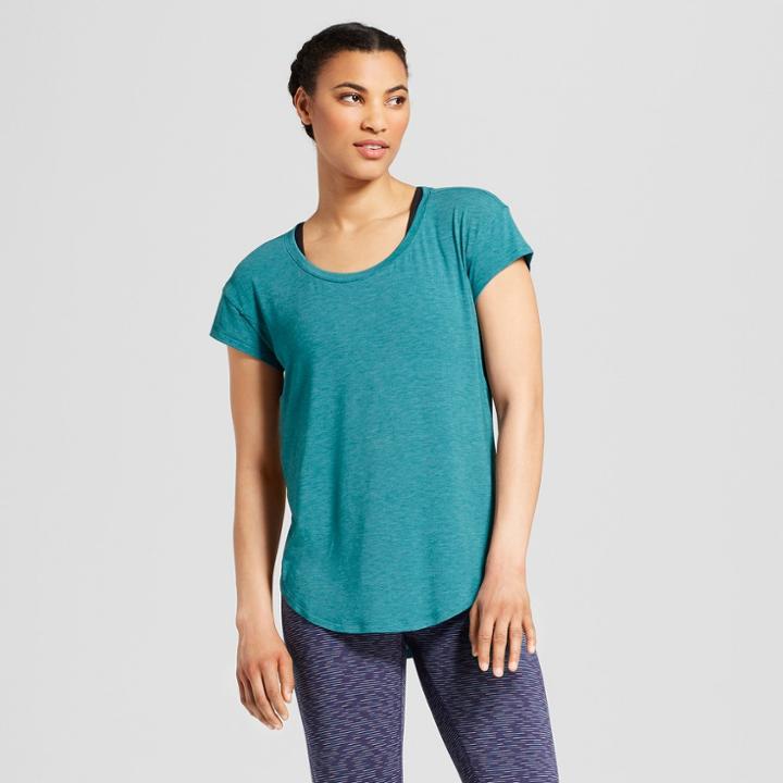 Women's Side Split T-shirt - C9 Champion Mermaid Green Heather