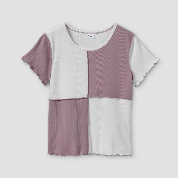 Girls' Colorblock Short Sleeve T-shirt - Art Class White/purple
