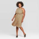 Women's Plus Size Leopard Print Sleeveless Halter Neck A Line Midi Dress - Who What Wear Brown 3x, Women's,