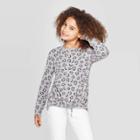 Girls' Cozy Long Sleeve Animal Print Top - Cat & Jack Heather Gray