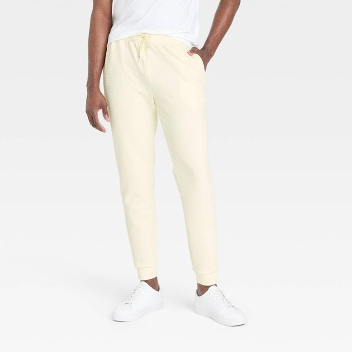 Men's Textured Knit Jogger Pants - All In Motion Yellow