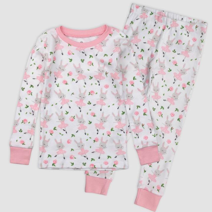 Honest Baby Toddler Girls' Tute Cute Organic Cotton Snug Fit Pajama Set - 2t, Black/pink