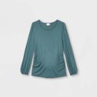 Maternity Long Sleeve Blouson Fitted Knit Top - Isabel Maternity By Ingrid & Isabel Green