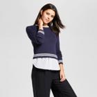 Cliche Women's Sweater To Woven Top - Clich Navy