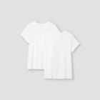 Women's Plus Size Short Sleeve Ribbed 2pk Bundle T-shirt - A New Day White/white