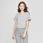 Women's Short Sleeve Ruffle T-shirt - A New Day Gray