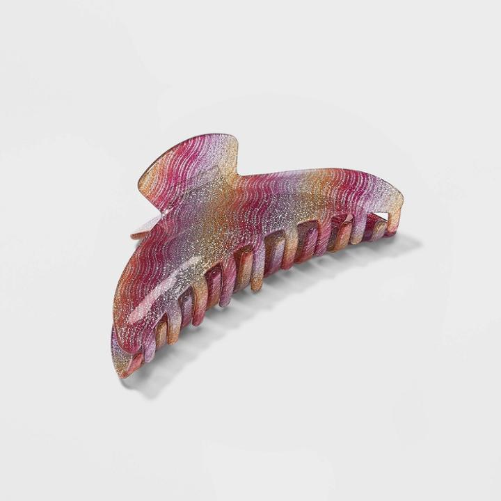 Wavy Glitter Claw Hair Clip - Wild Fable Pink/orange