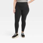 Women's Plus Size High-waist Cotton Seamless Leggings - A New Day Heather Charcoal