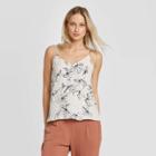 Women's Floral Print V-neck Cami - A New Day Gray