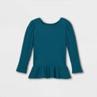 Toddler Girls' Solid Cozy Waffle Long Sleeve T-shirt - Cat & Jack Teal