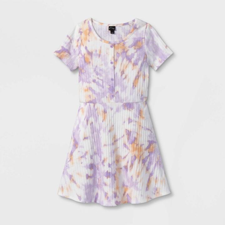 Girls' Henley Knit Dress - Art Class Purple