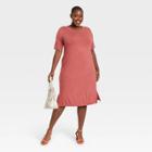 Women's Plus Size Short Sleeve Knit Swing Dress - Ava & Viv Rose X, Pink