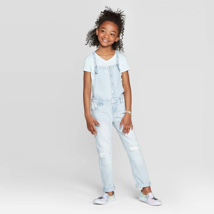Girls' Crochet Overalls - Cat & Jack Light Wash